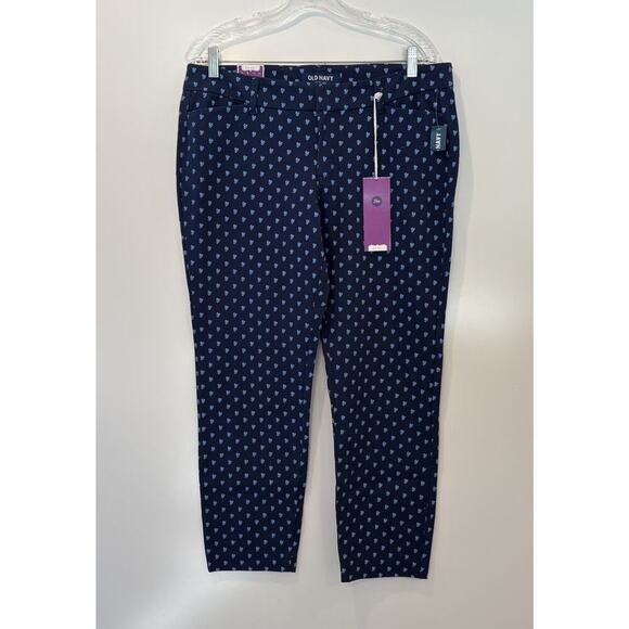 NWT Old Navy The Diva Blue Print Skinny Ankle Pants Womens‎ Size 12 (1910) - Picture 1 of 5